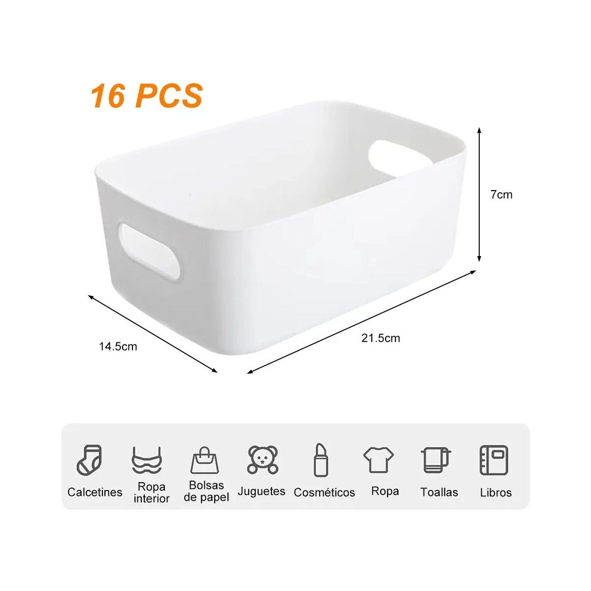 Foto 3 pulgar | 16 Pzs Cajas Almacenamiento Organizador Cosméticos Papelería  Eo Safe Imports Esi-20503 Blanco