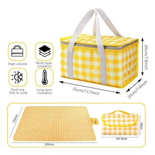 Foto 2 | Bolsa de Pícnic Reutilizable y Tapete Camping Eo Safe Imports Esi-20505 Amarillo 2 Piezas