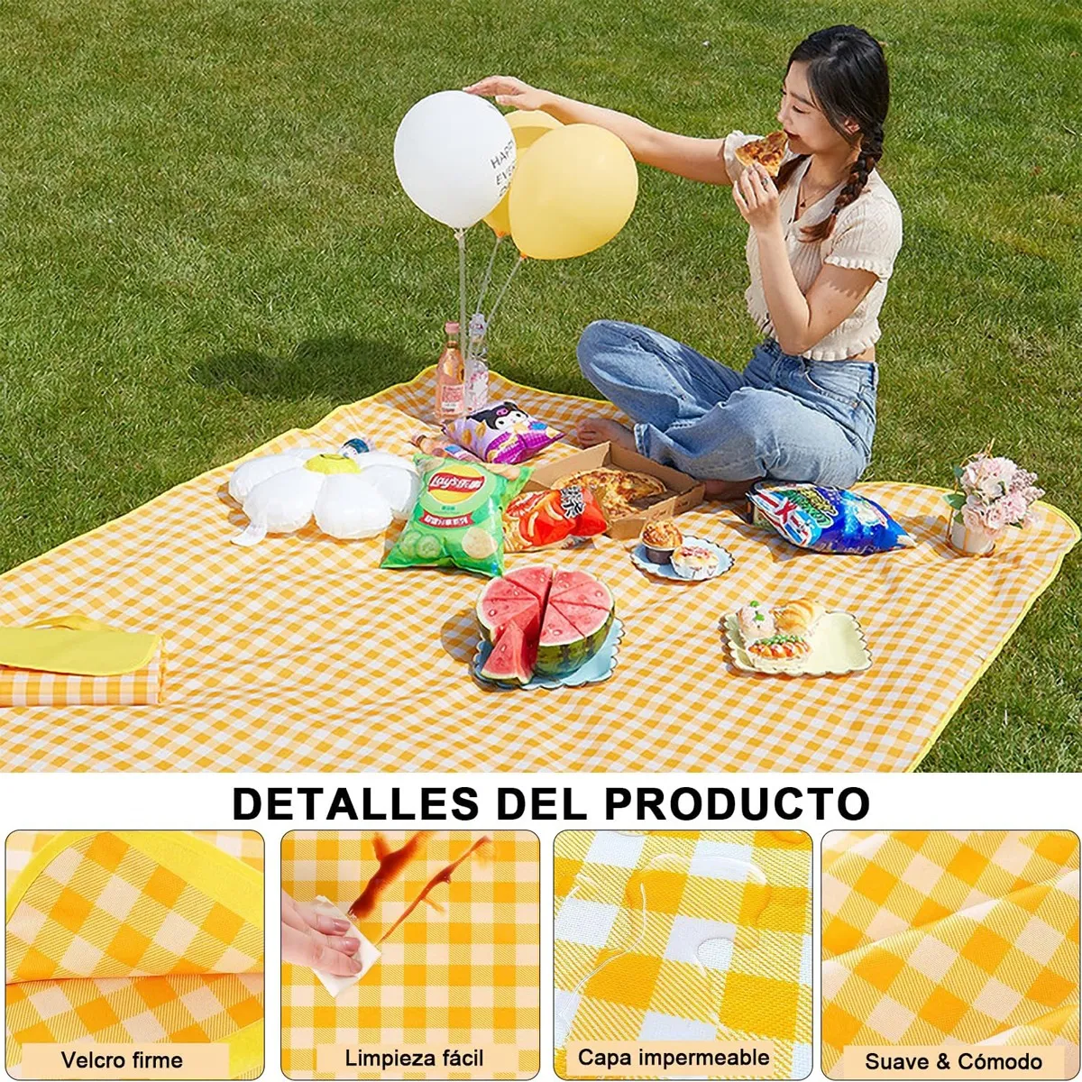 Foto 4 pulgar | Bolsa de Pícnic Reutilizable y Tapete Camping Eo Safe Imports Esi-20505 Amarillo 2 Piezas
