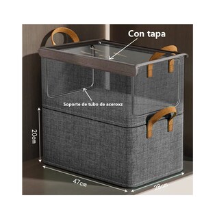 Foto 2 | Cajas Organizadoras De Tela Con Tapa Y Soporte De Acero 2pcs Eo Safe Imports Esi-20506 Gris