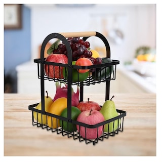 Foto 2 | Frutero Organizador Acero Esmaltado 2 Niveles Aleissi 701434
