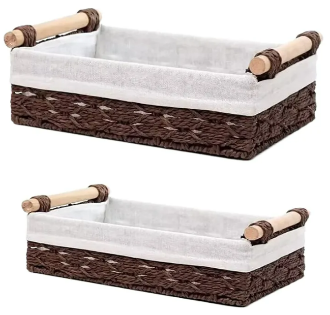 Foto 2 pulgar | Elegantes Canastas De Mimbre Xtellar: Organiza Y Decora Con Estilo (juego De 2)
