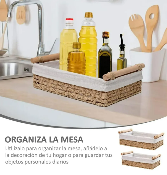 Foto 3 pulgar | Elegantes Canastas De Mimbre Xtellar: Organiza Y Decora Con Estilo (juego De 2)