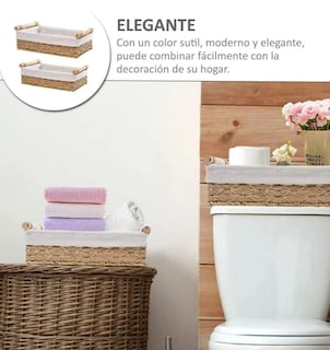 Foto 4 | Elegantes Canastas De Mimbre Xtellar: Organiza Y Decora Con Estilo (juego De 2)