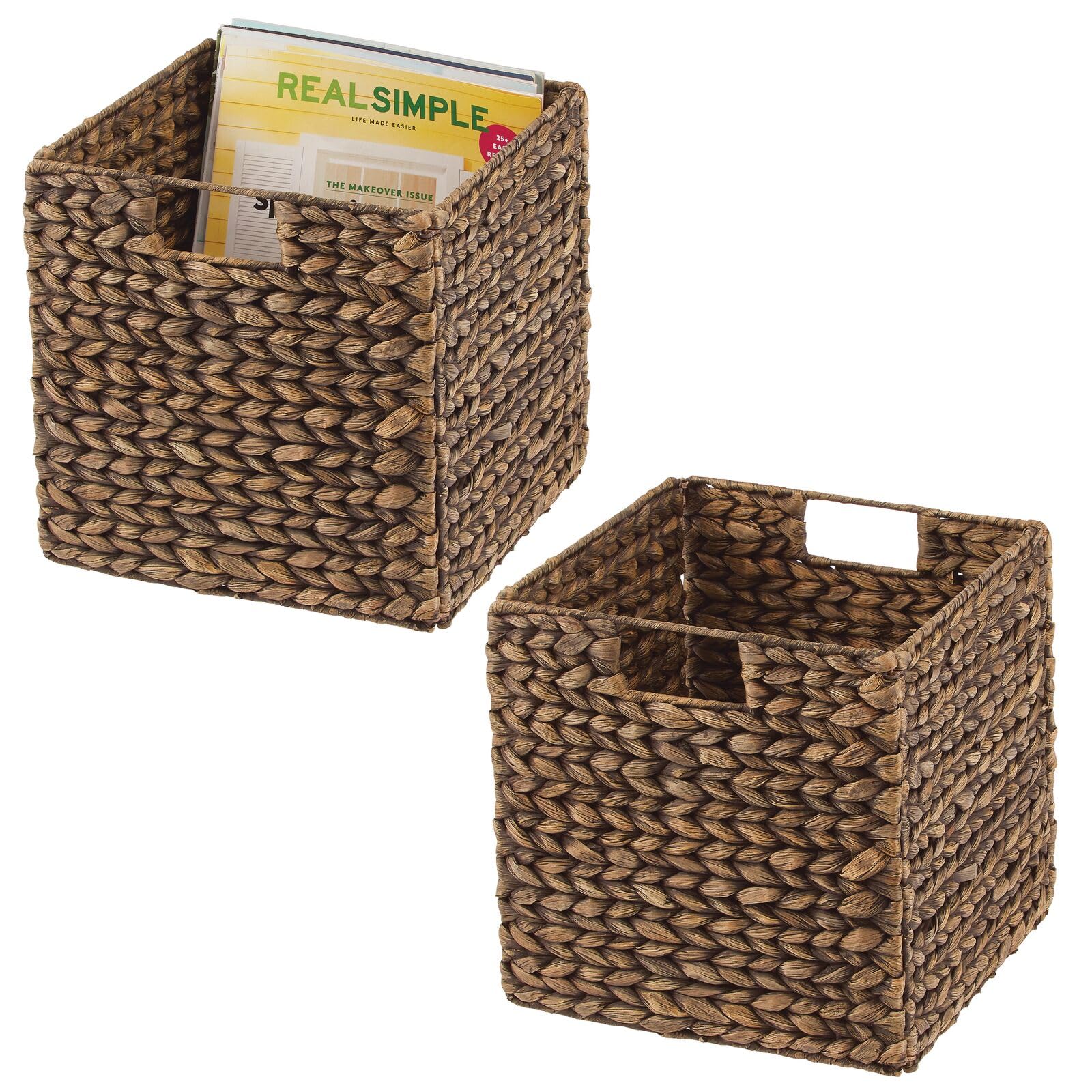 Foto 2 pulgar | Cesta Organizadora Mdesign Con Jacinto Tejido Natural  Paquete De 2 Unidades  Color Marrón - Venta Internacional.