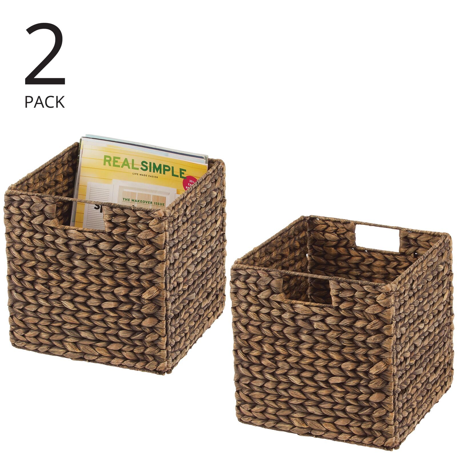 Foto 3 pulgar | Cesta Organizadora Mdesign Con Jacinto Tejido Natural  Paquete De 2 Unidades  Color Marrón - Venta Internacional.