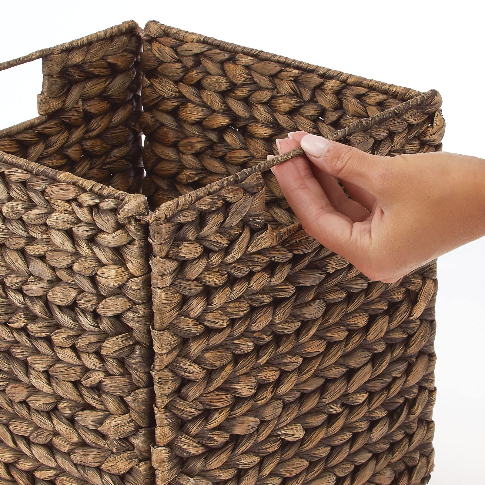Foto 4 | Cesta Organizadora Mdesign De Jacinto Tejido Natural  Paquete De 8 Unidades  Color Marrón - Venta Internacional.
