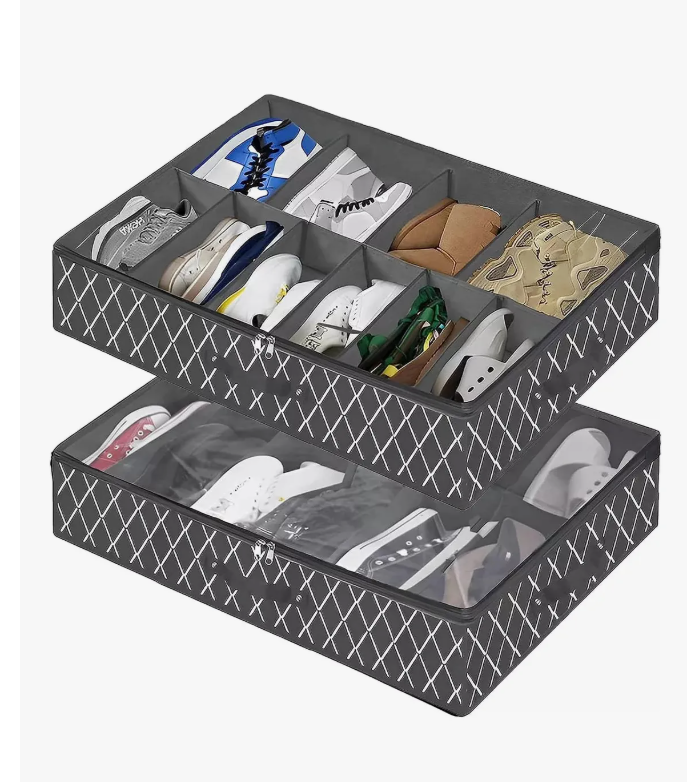 Foto 1 | Zapatera Organizador Zapatera Plegable Bajo Cama 2pz Organizador 24 Pares Zapateros Negro