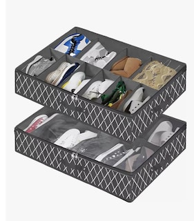 Foto 1 | Zapatera Organizador Zapatera Plegable Bajo Cama 2pz Organizador 24 Pares Zapateros Negro