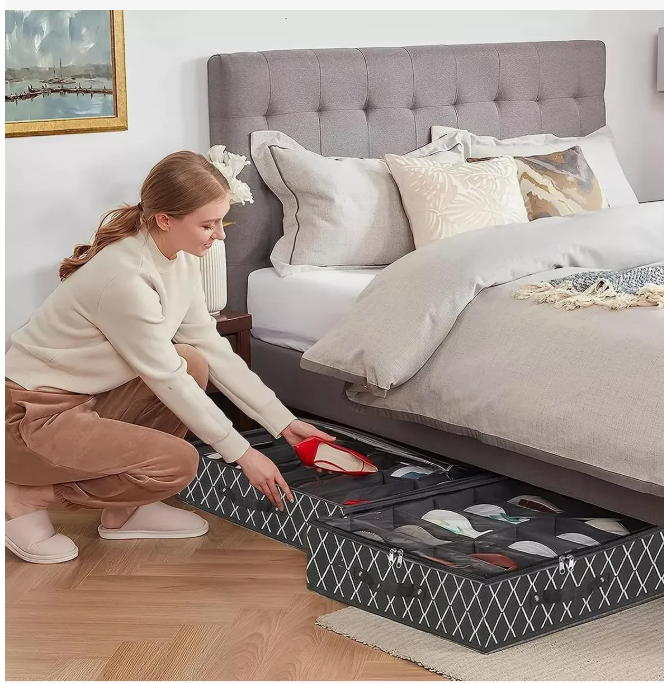 Foto 3 pulgar | Zapatera Organizador Zapatera Plegable Bajo Cama 2pz Organizador 24 Pares Zapateros Negro
