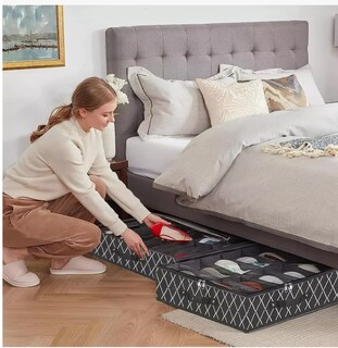 Foto 2 | Zapatera Organizador Zapatera Plegable Bajo Cama 2pz Organizador 24 Pares Zapateros Negro