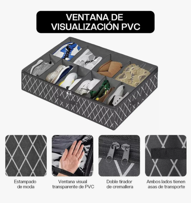 Foto 4 pulgar | Zapatera Organizador Zapatera Plegable Bajo Cama 2pz Organizador 24 Pares Zapateros Negro