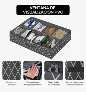 Foto 3 | Zapatera Organizador Zapatera Plegable Bajo Cama 2pz Organizador 24 Pares Zapateros Negro