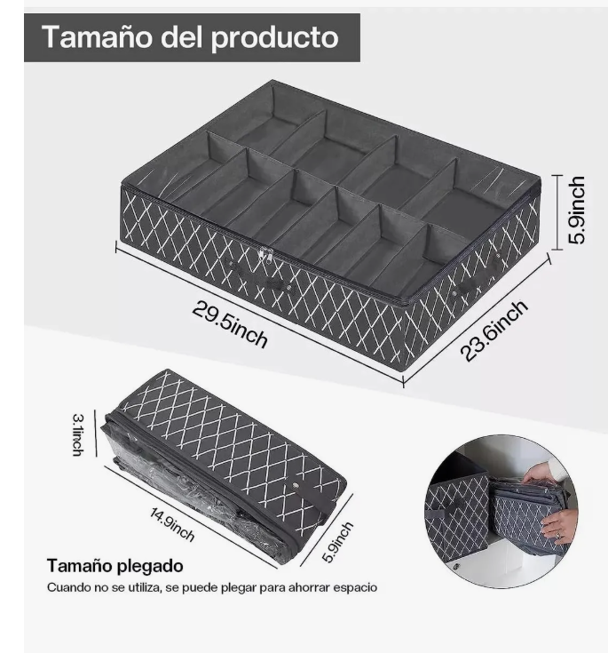 Foto 5 pulgar | Zapatera Organizador Zapatera Plegable Bajo Cama 2pz Organizador 24 Pares Zapateros Negro