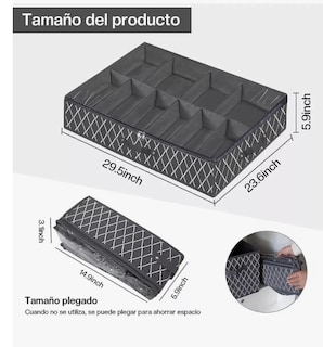Foto 4 | Zapatera Organizador Zapatera Plegable Bajo Cama 2pz Organizador 24 Pares Zapateros Negro