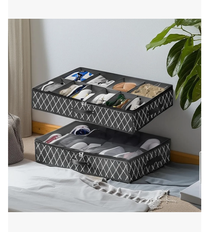 Foto 6 pulgar | Zapatera Organizador Zapatera Plegable Bajo Cama 2pz Organizador 24 Pares Zapateros Negro