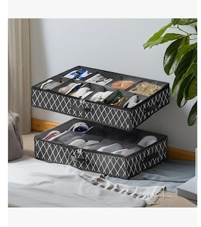 Foto 5 | Zapatera Organizador Zapatera Plegable Bajo Cama 2pz Organizador 24 Pares Zapateros Negro