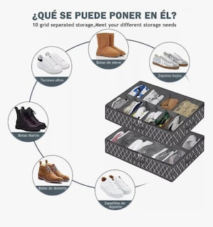 Foto 6 | Zapatera Organizador Zapatera Plegable Bajo Cama 2pz Organizador 24 Pares Zapateros Negro
