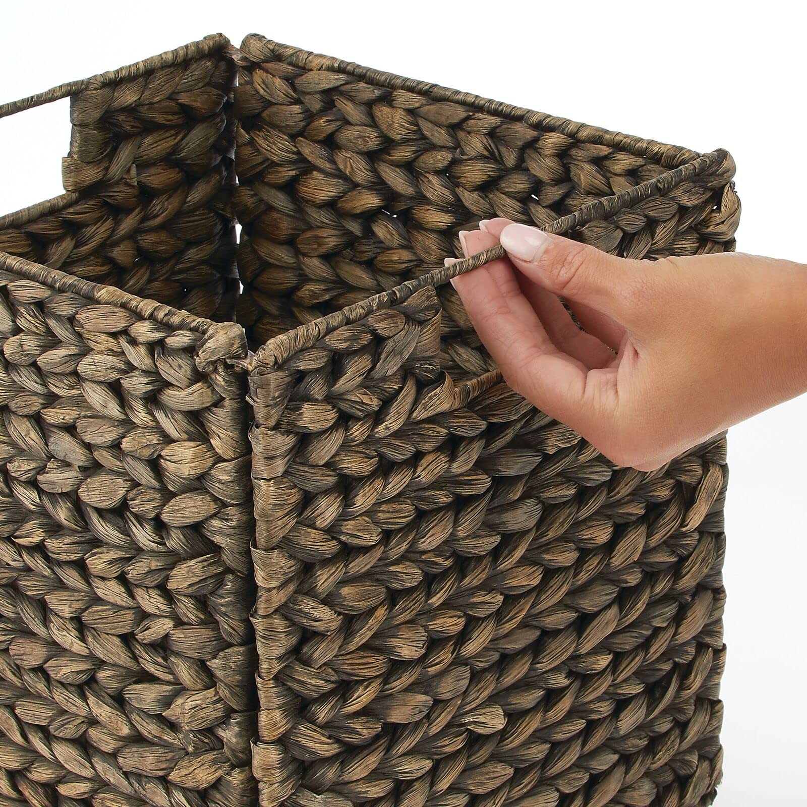 Foto 4 | Cesta Organizadora Mdesign Con Jacinto Tejido Natural  Paquete De 2 Unidades  Color Negro - Venta Internacional.