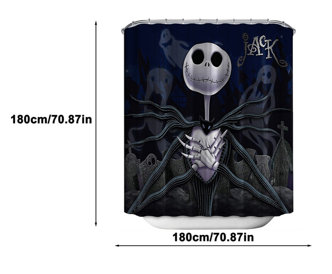 Foto 4 pulgar | Cortina de Ducha Jack Skellington Funbu Negro