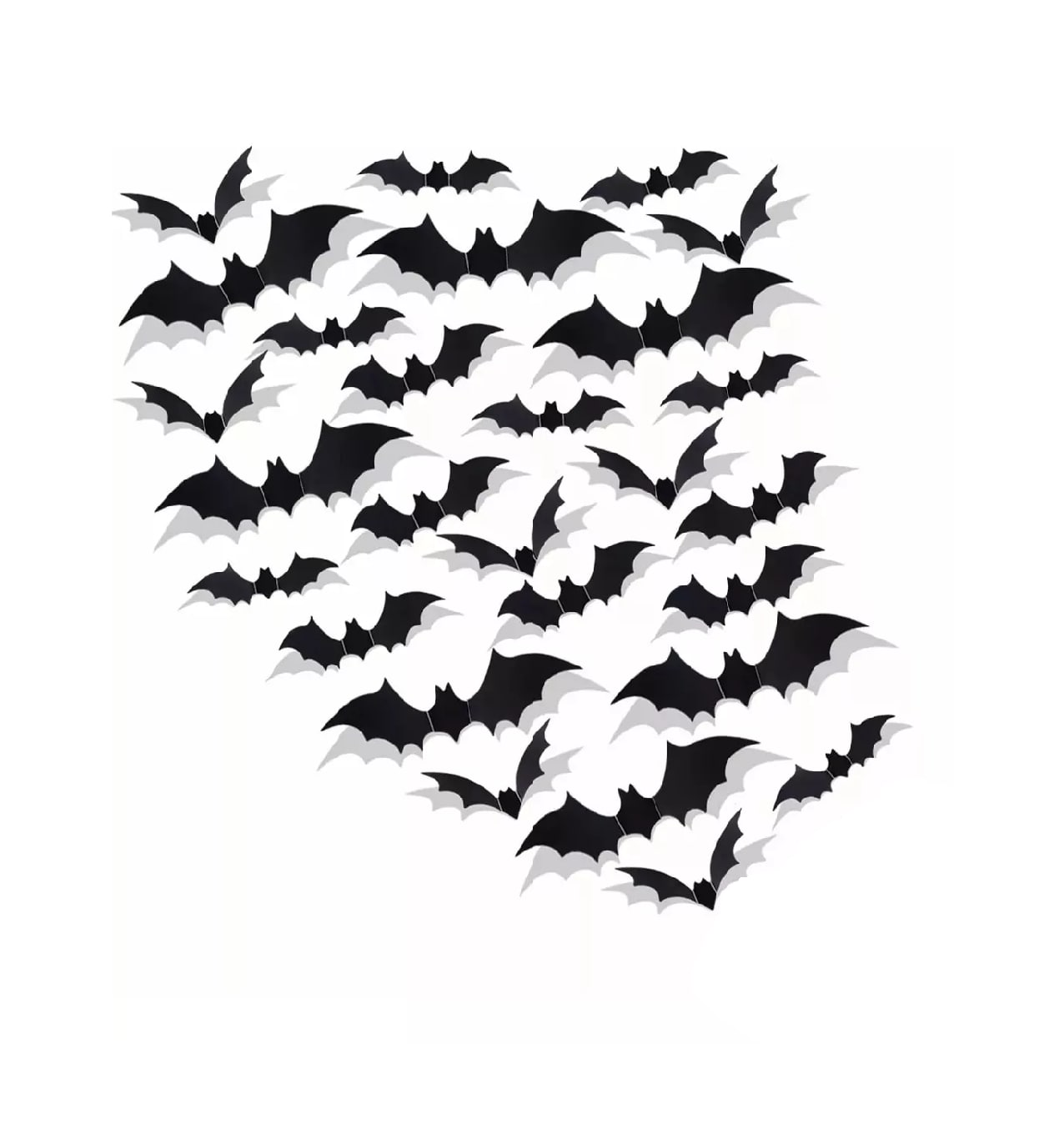 Decoración de Murciélago 72 Pegatinas de Pared para Halloween Negro $649