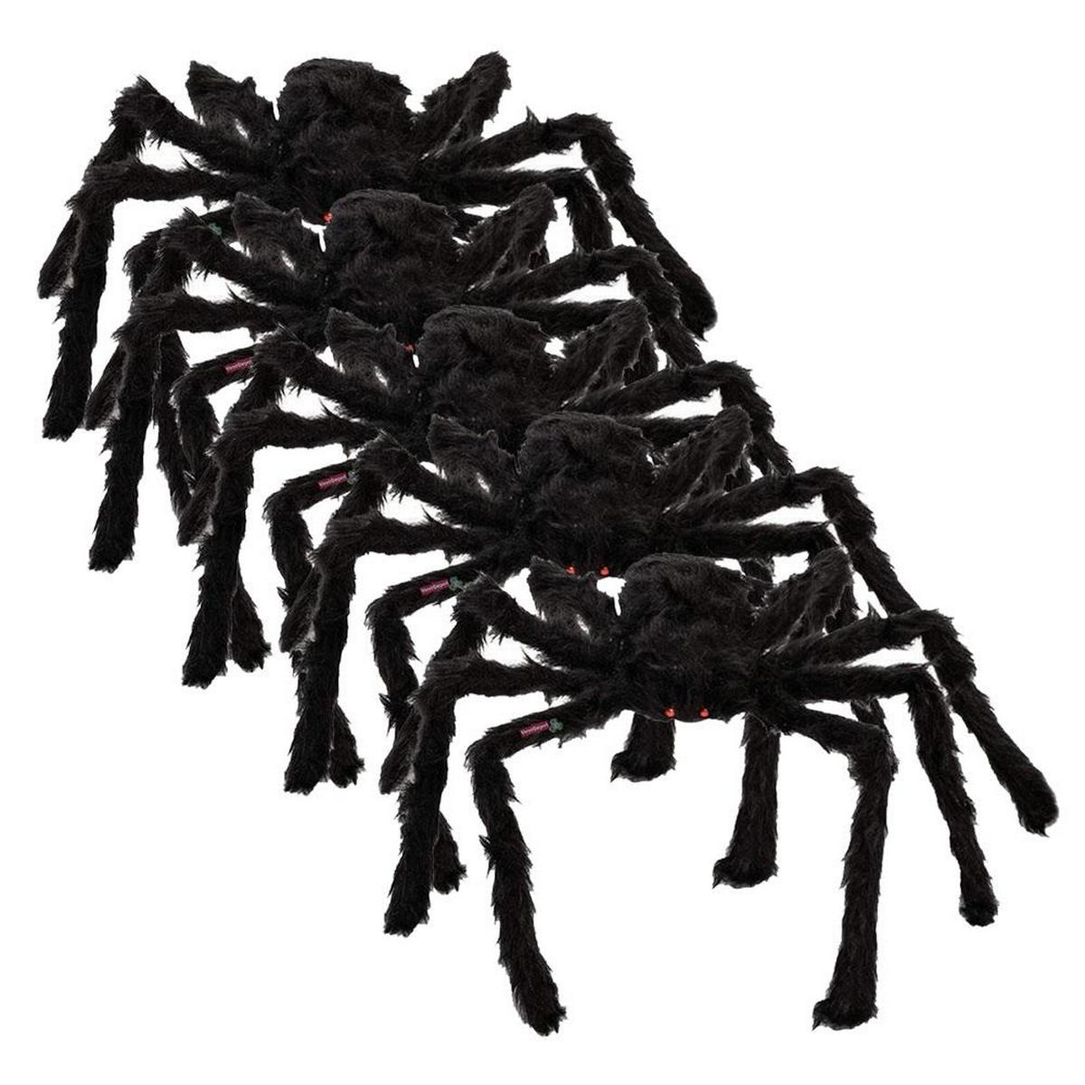 Foto 2 pulgar | Decoración Halloween Arañas Peludas SmileFun MXSRP-015 Negras 5 Piezas 90 cm