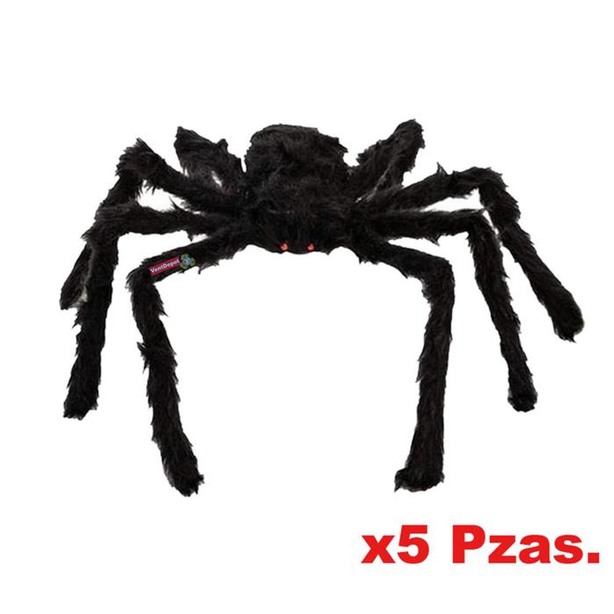 Foto 2 | Decoración Halloween Arañas Peludas SmileFun MXSRP-015 Negras 5 Piezas 90 cm