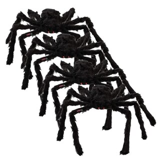 Foto 1 | Decoración Halloween Arañas Peludas SmileFun MXSRP-014 Negras 4 Piezas 90 cm
