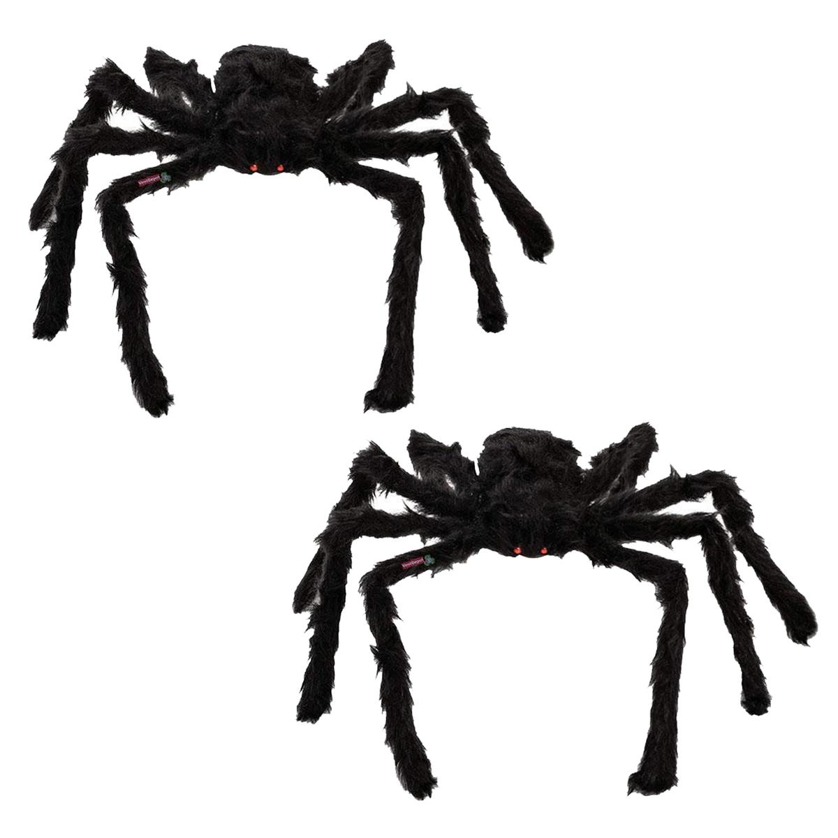 Decoración Halloween Arañas Peludas SmileFun MXSRP-012 Negras 2 Piezas 90 cm