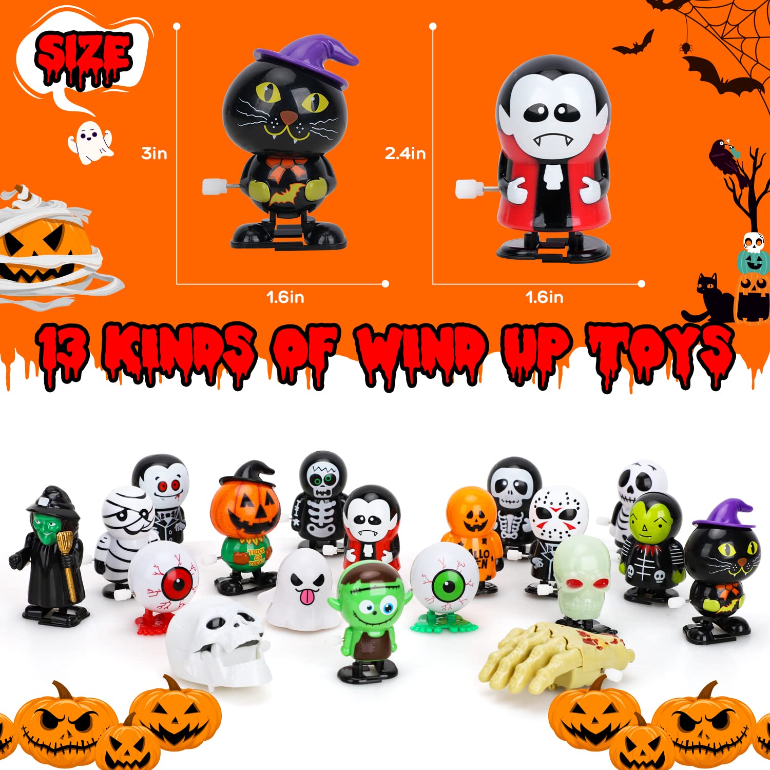 Foto 6 | Toy Life Halloween De Wind Up Toys, 19 Unidades, Para Fiestas Infantiles - Venta Internacional.