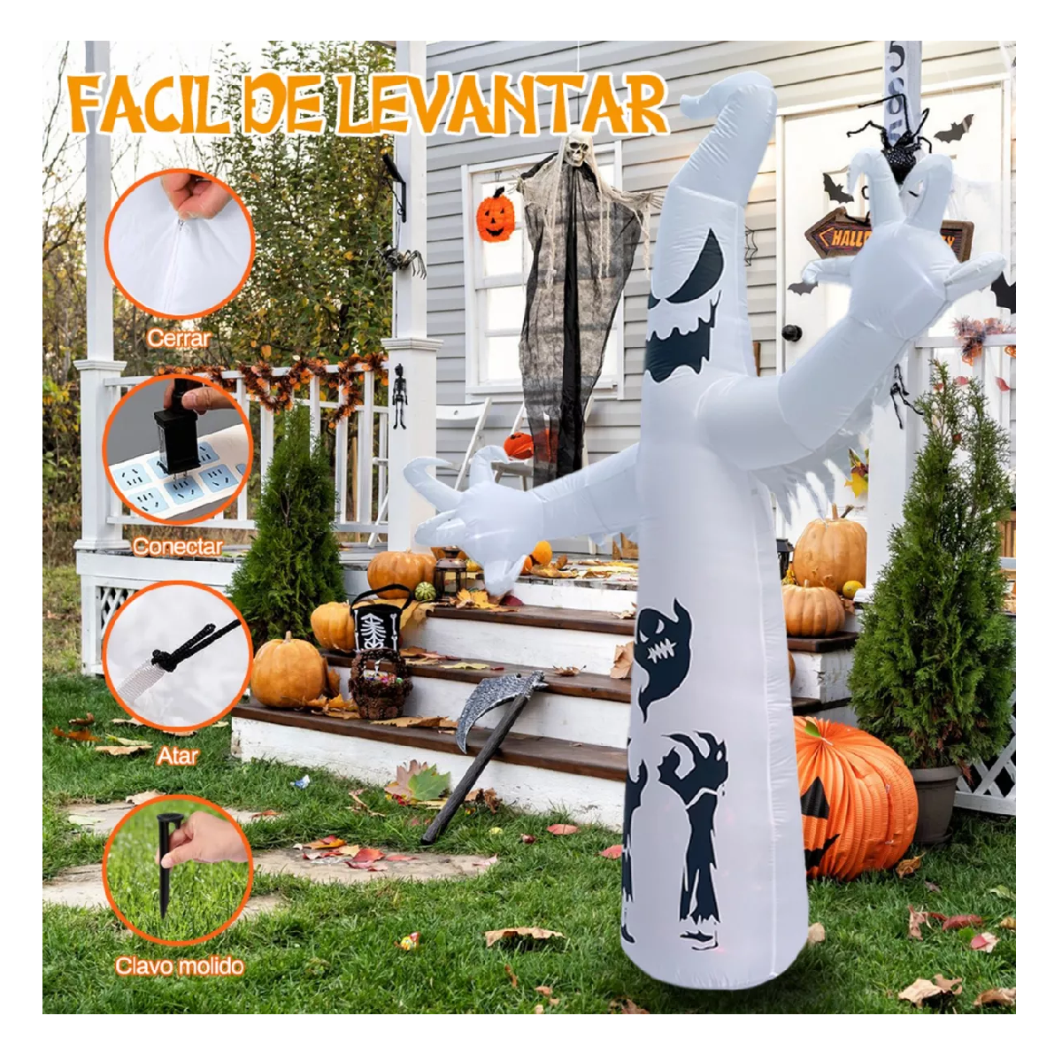 Foto 4 pulgar | Hallowee Decoración Hinchable Led Con Forma Fantasma 3.6m Blanco