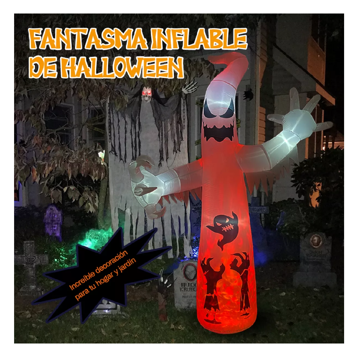 Foto 5 pulgar | Hallowee Decoración Hinchable Led Con Forma Fantasma 3.6m Blanco