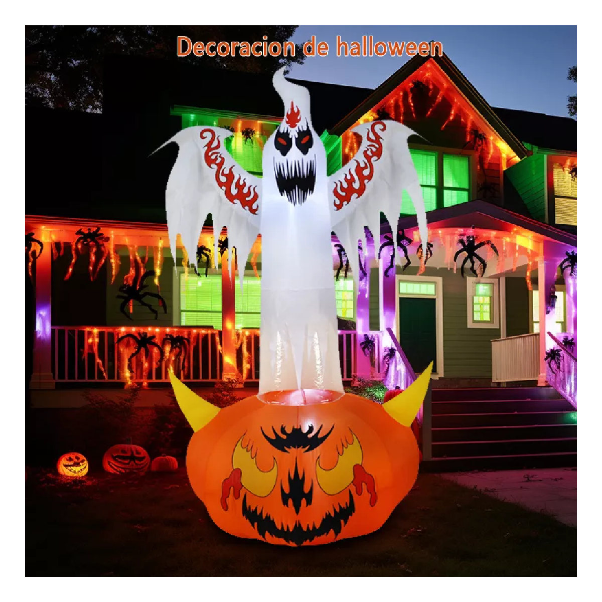 Foto 5 pulgar | 2.4m Halloween Inflable Decorar Calabaza Fantasma Blanco Led