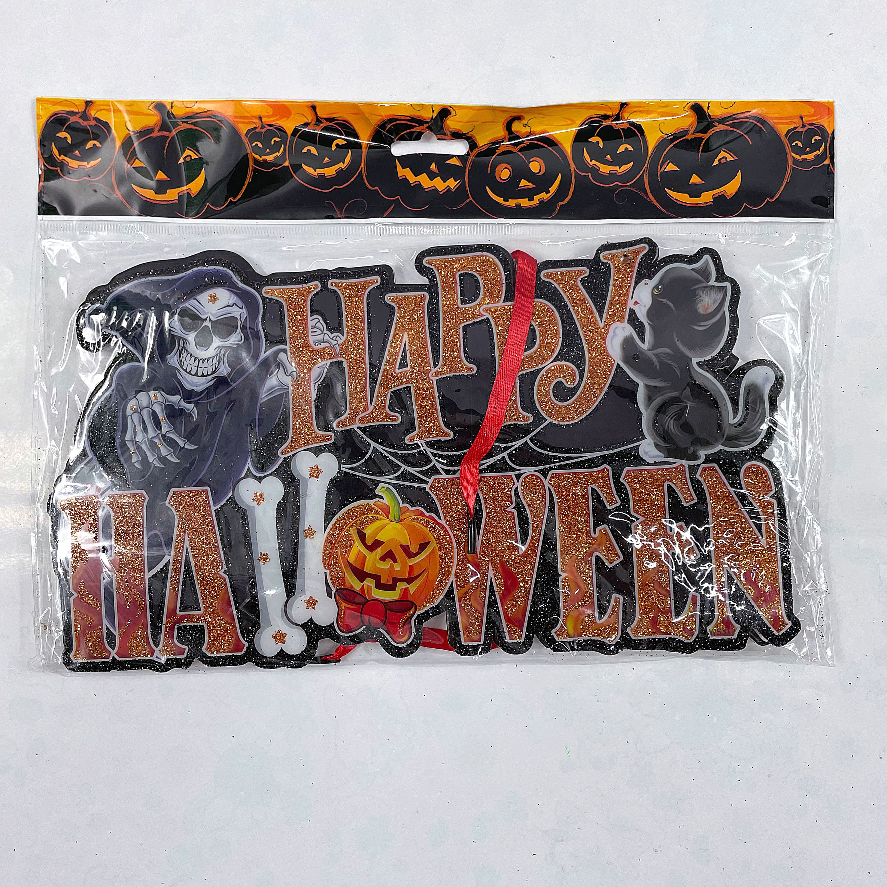 Foto 4 pulgar | Letrero De Halloween ''happy Halloween'' Con Gato Y Luces Decorativas