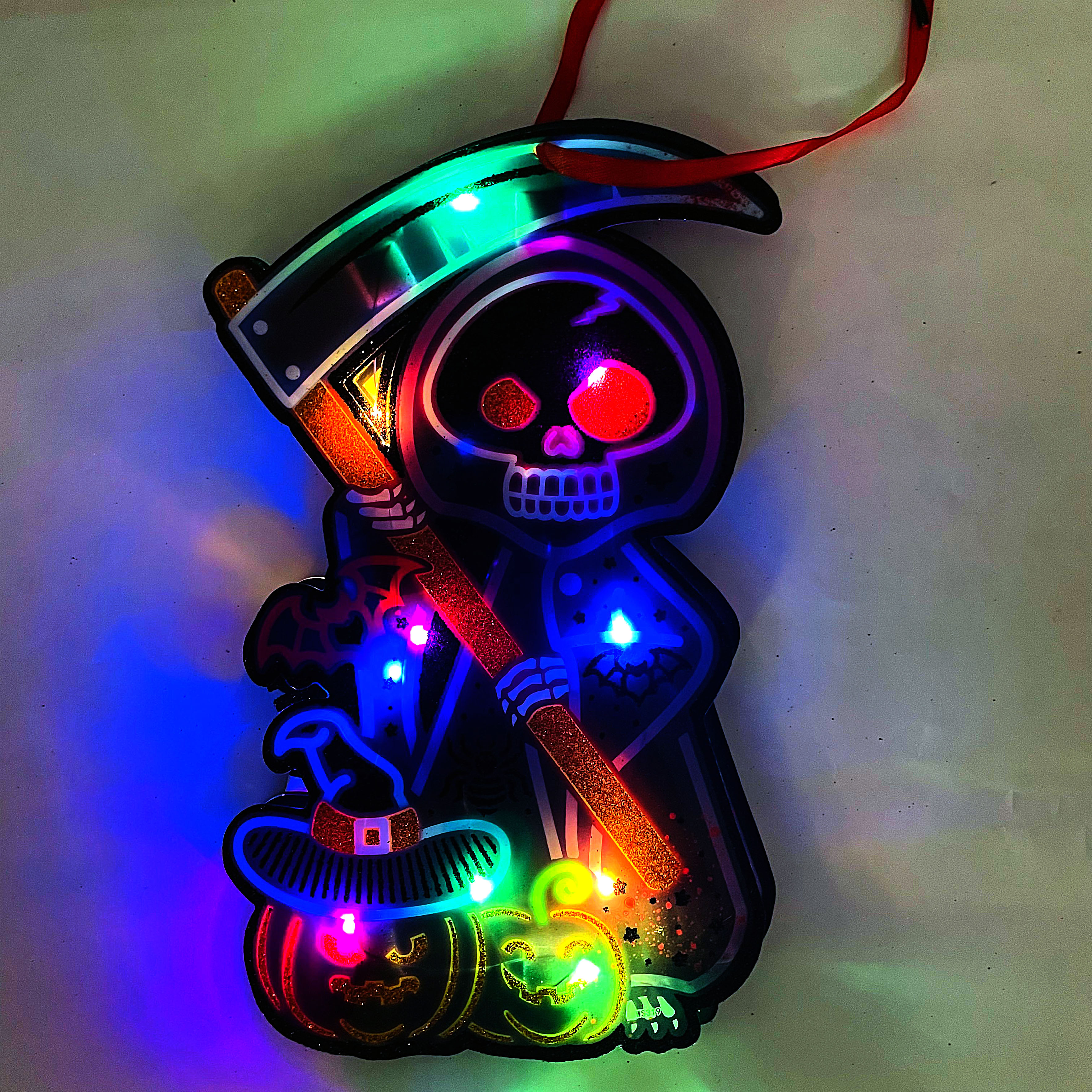 Foto 3 pulgar | Decoración Colgante De Muerte Con Luces Led – ¡haz Que Tu Halloween Brille!