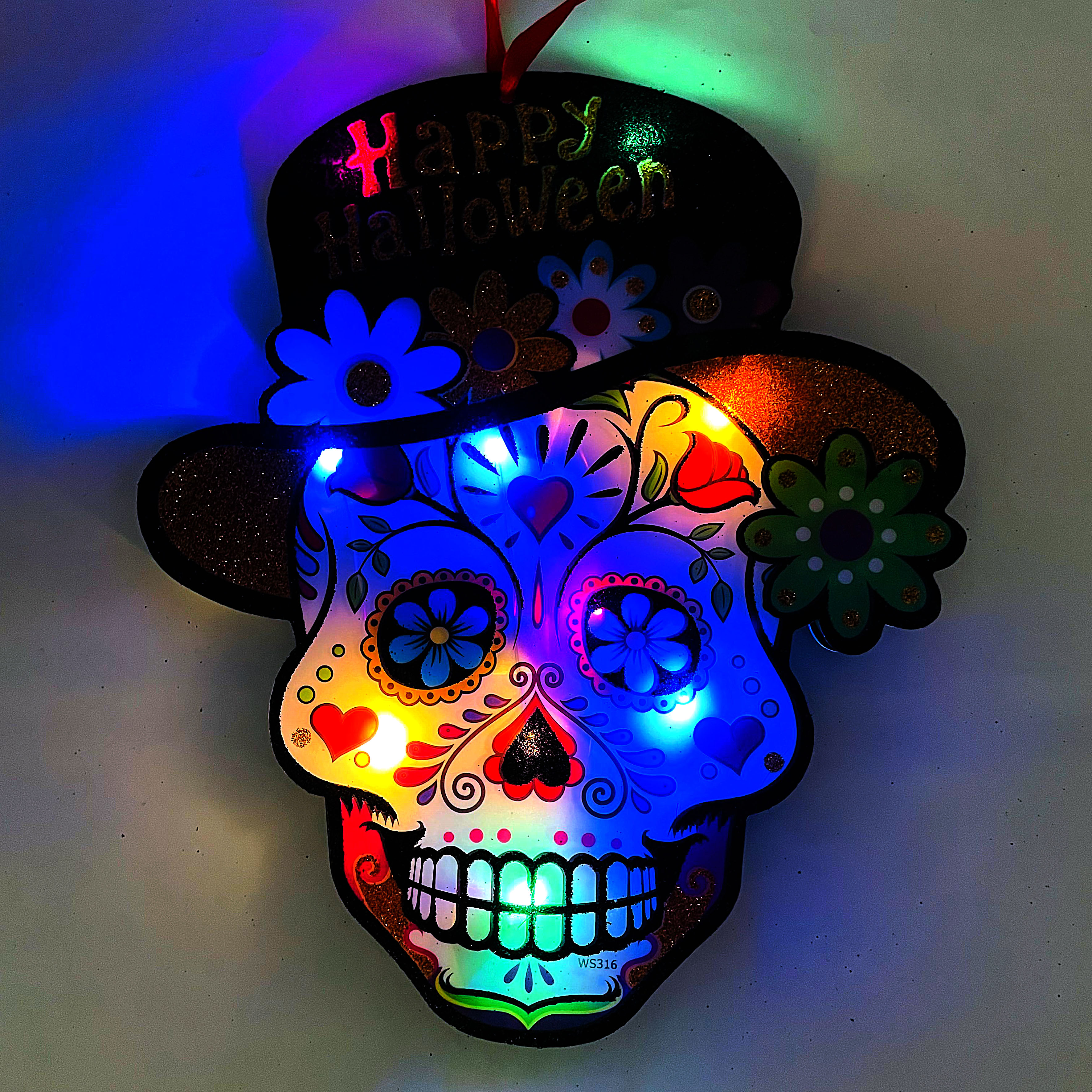 Foto 3 pulgar | Calavera Colgante Decorativa Con Luces Led - Perfecta Para Halloween