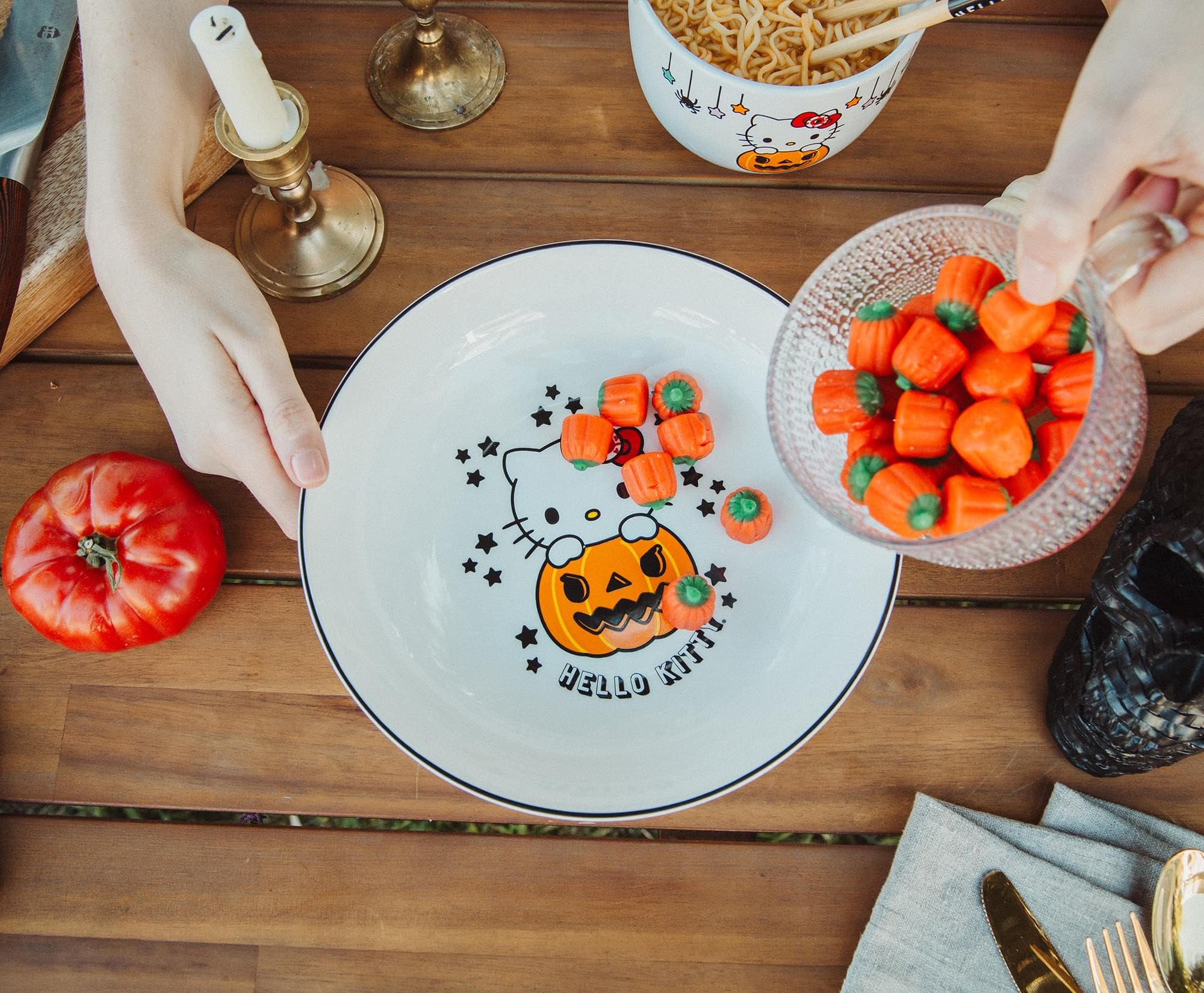 Foto 5 pulgar | Cuenco Para Cenar Sanrio Hello Kitty Pumpkin Boo, 23 Cm, Cerámica - Venta Internacional.