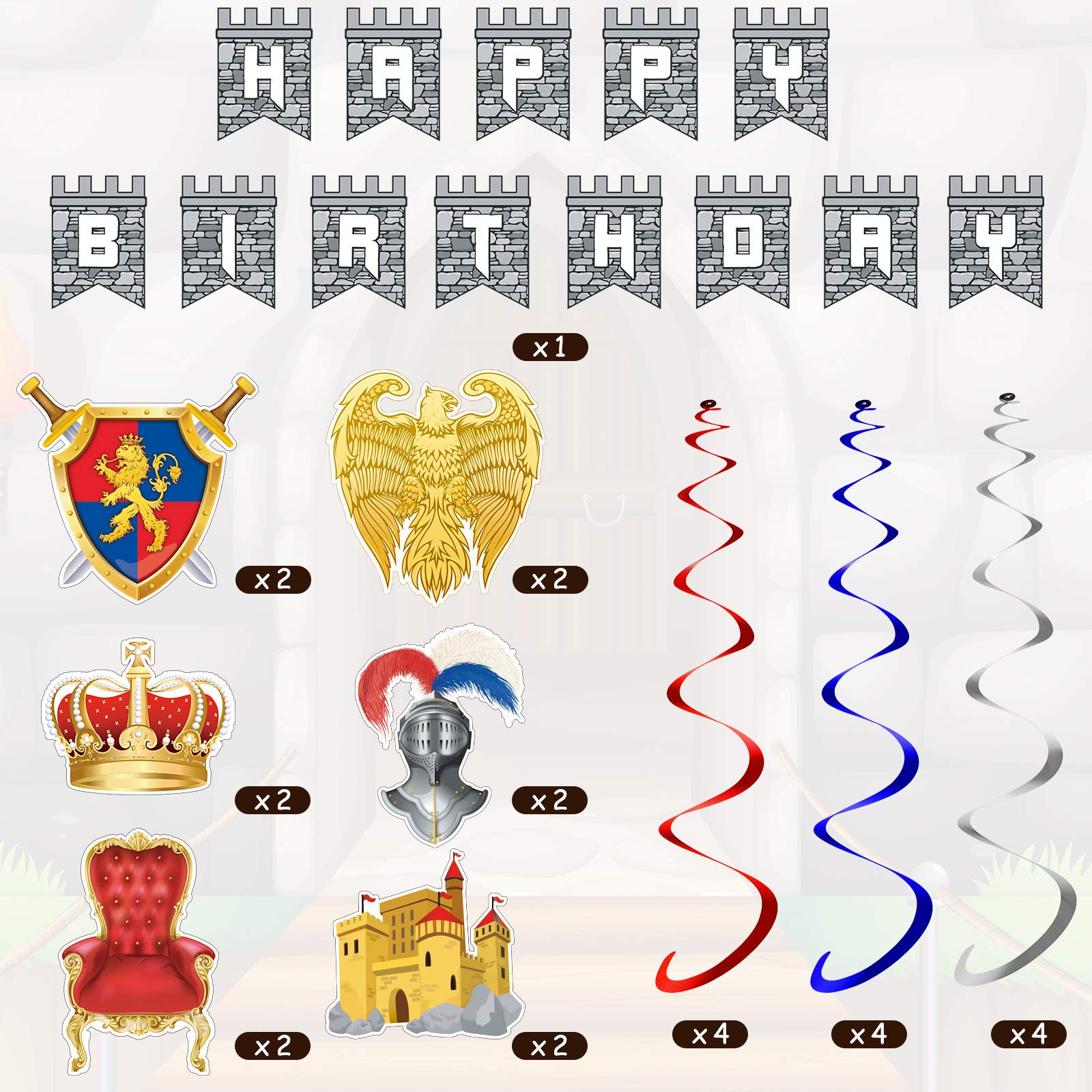 Foto 4 pulgar | Pancarta De Cumpleaños Medieval Skylety De Party Supplies, 25 Piezas - Venta Internacional.