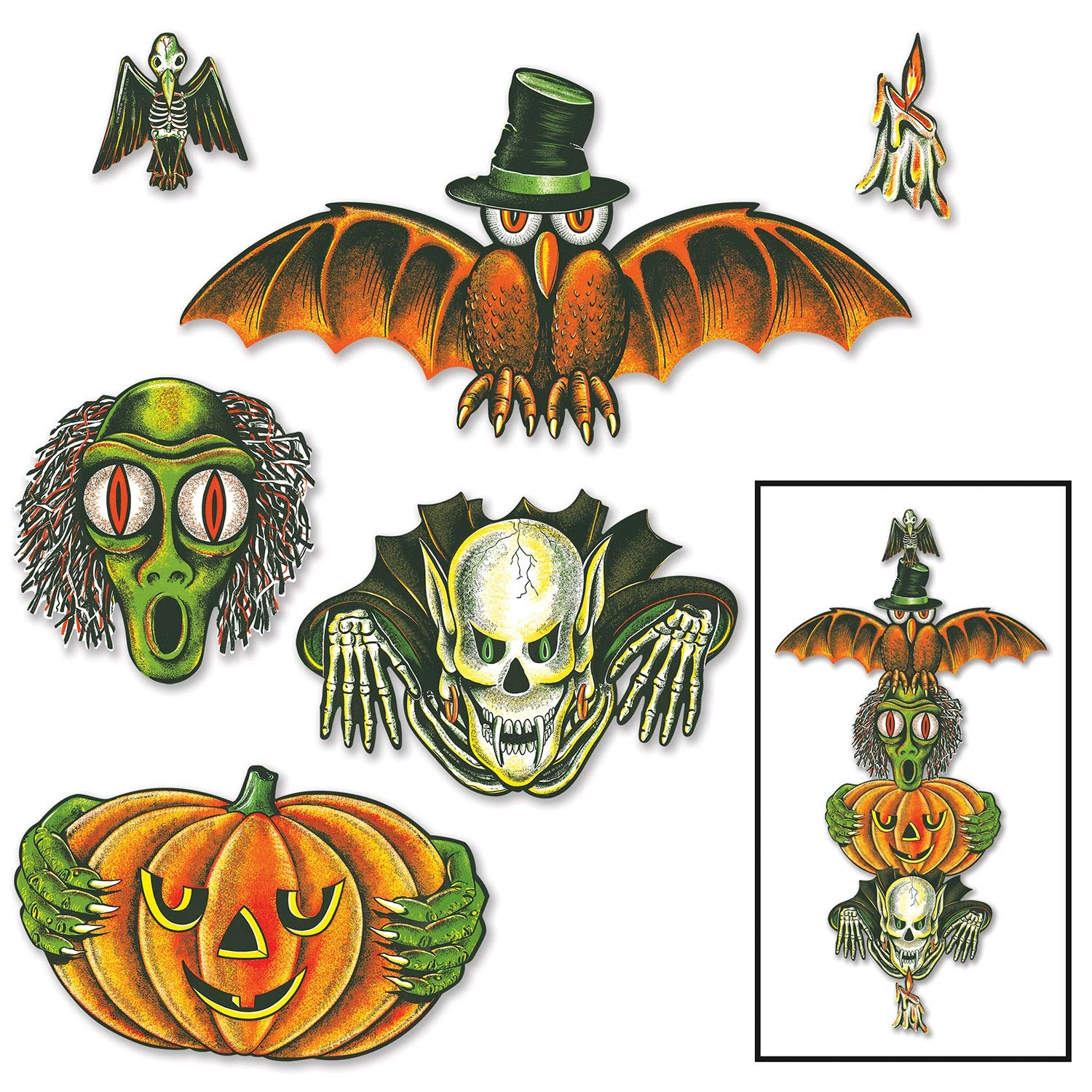 Tótem Vintage De Halloween Cutouts Beistle, 72 Unidades - Venta Internacional. $2,284