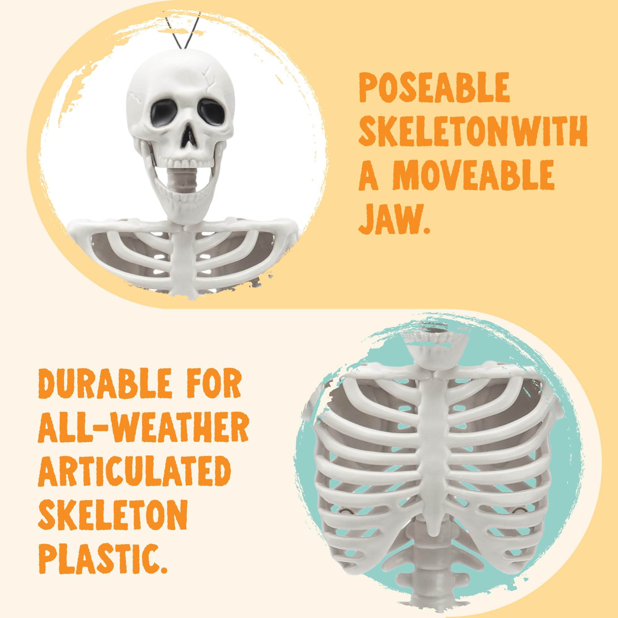 Foto 2 | Decoración De Esqueleto Joyin, 40 Cm, Posable Para Halloween, 1 Unidad, Color Blanco - Venta Internacional.