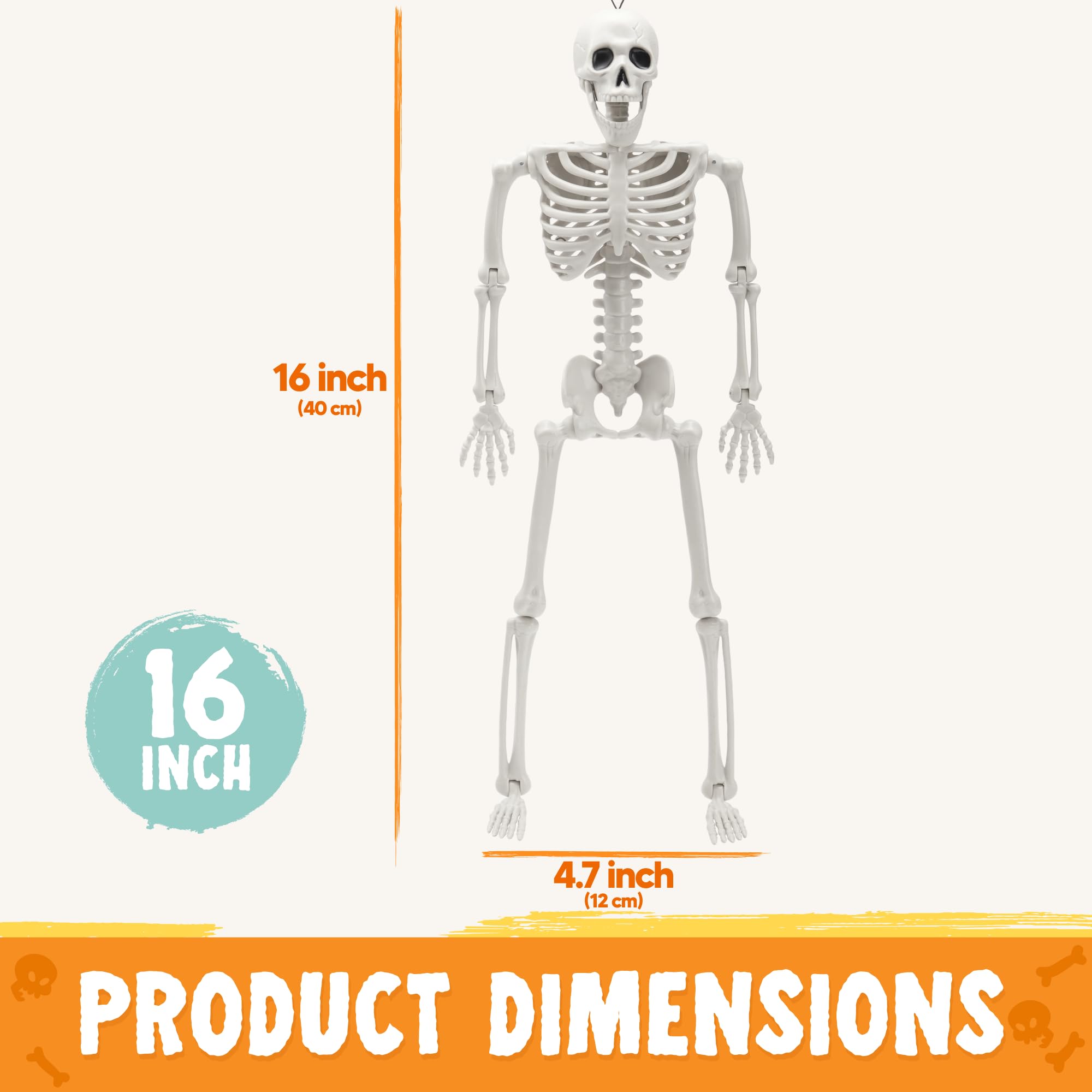 Foto 4 | Decoración De Esqueleto Joyin, 40 Cm, Posable Para Halloween, 1 Unidad, Color Blanco - Venta Internacional.