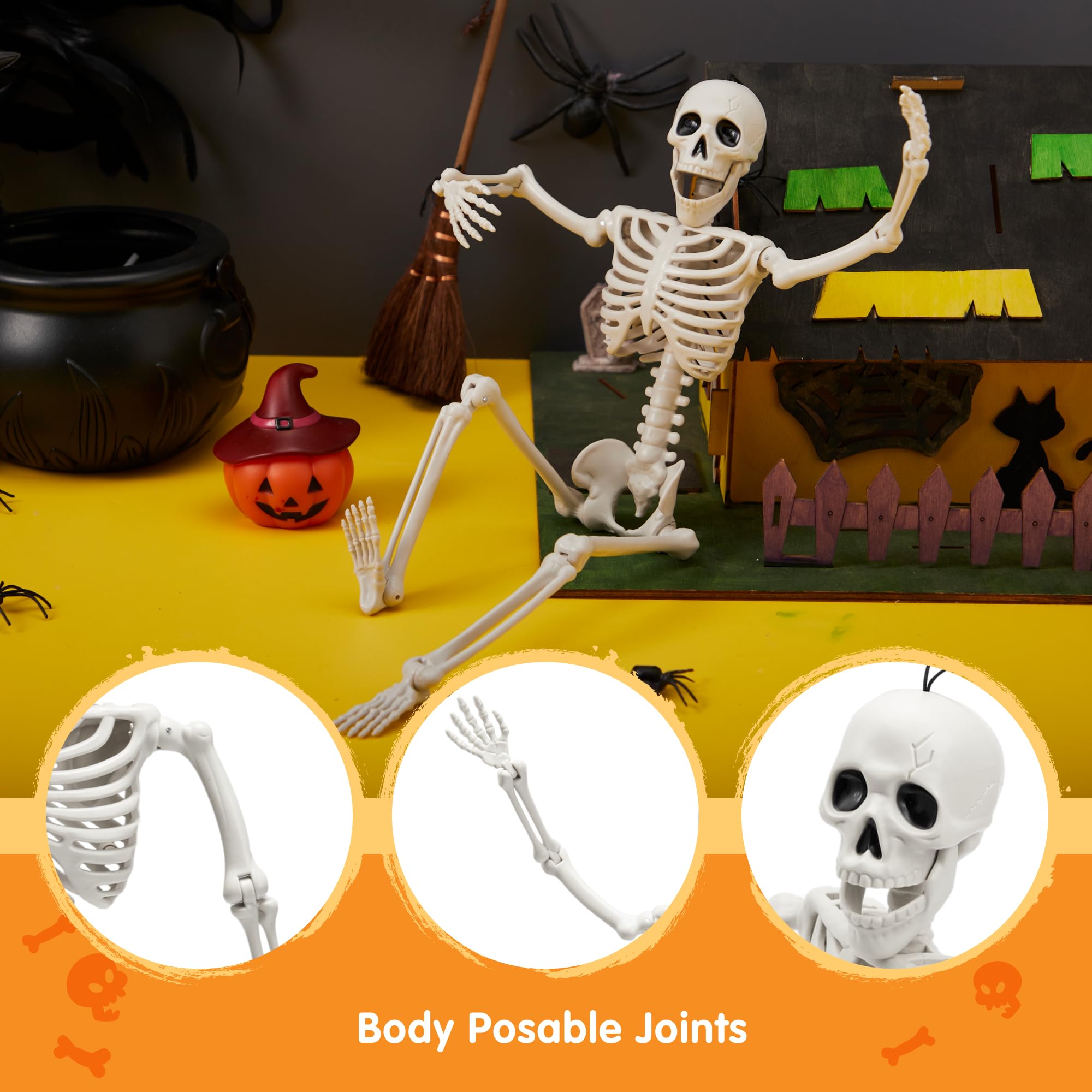 Foto 6 pulgar | Decoración De Esqueleto Joyin, 40 Cm, Posable Para Halloween, 1 Unidad, Color Blanco - Venta Internacional.