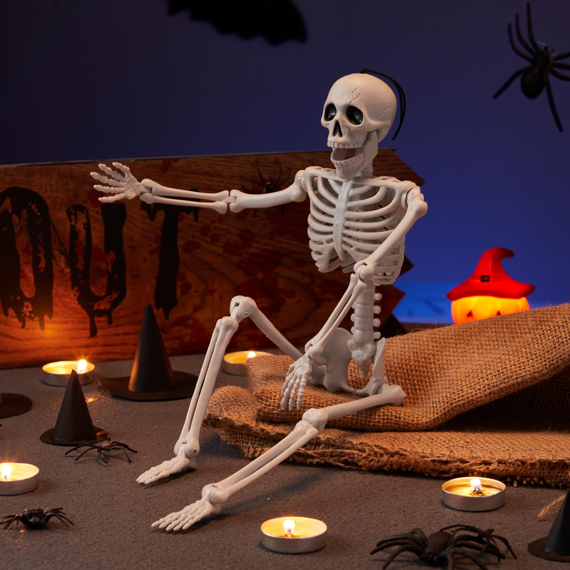 Foto 7 | Decoración De Esqueleto Joyin, 40 Cm, Posable Para Halloween, 1 Unidad, Color Blanco - Venta Internacional.