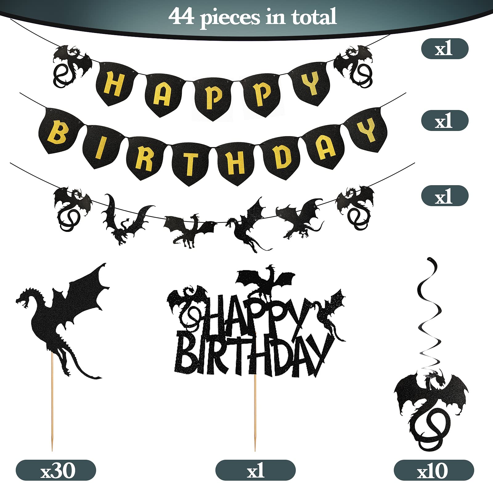 Foto 4 pulgar | Set De 44 Piezas Para Fiestas Con Temática De Dragón De Zonon Para Cumpleaños - Venta Internacional.