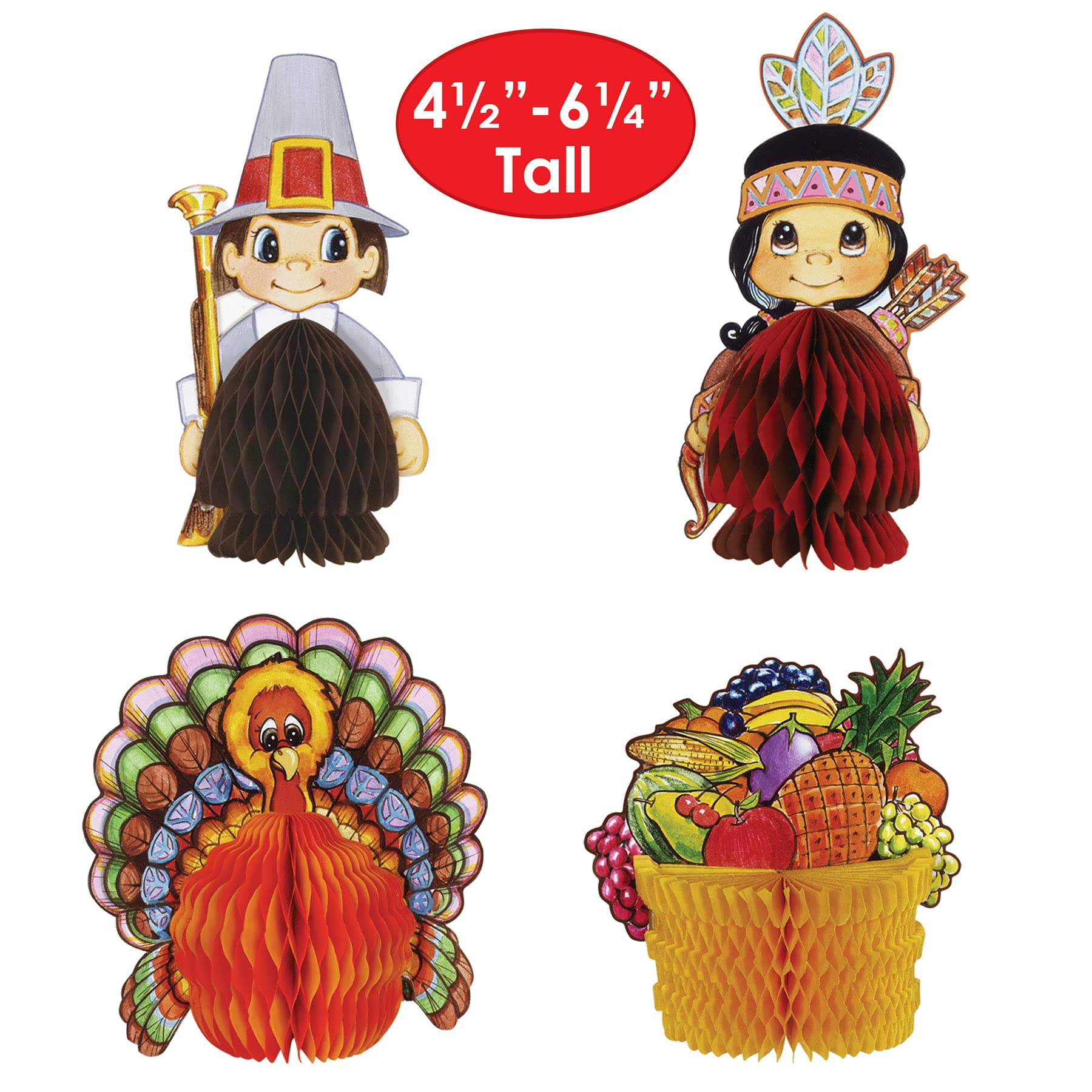 Foto 3 pulgar | Decoraciones De Acción De Gracias Beistle Mini Pilgrim & Turkey X4 - Venta Internacional.