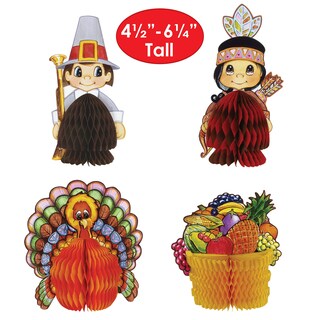 Foto 2 | Decoraciones De Acción De Gracias Beistle Mini Pilgrim & Turkey X4 - Venta Internacional.