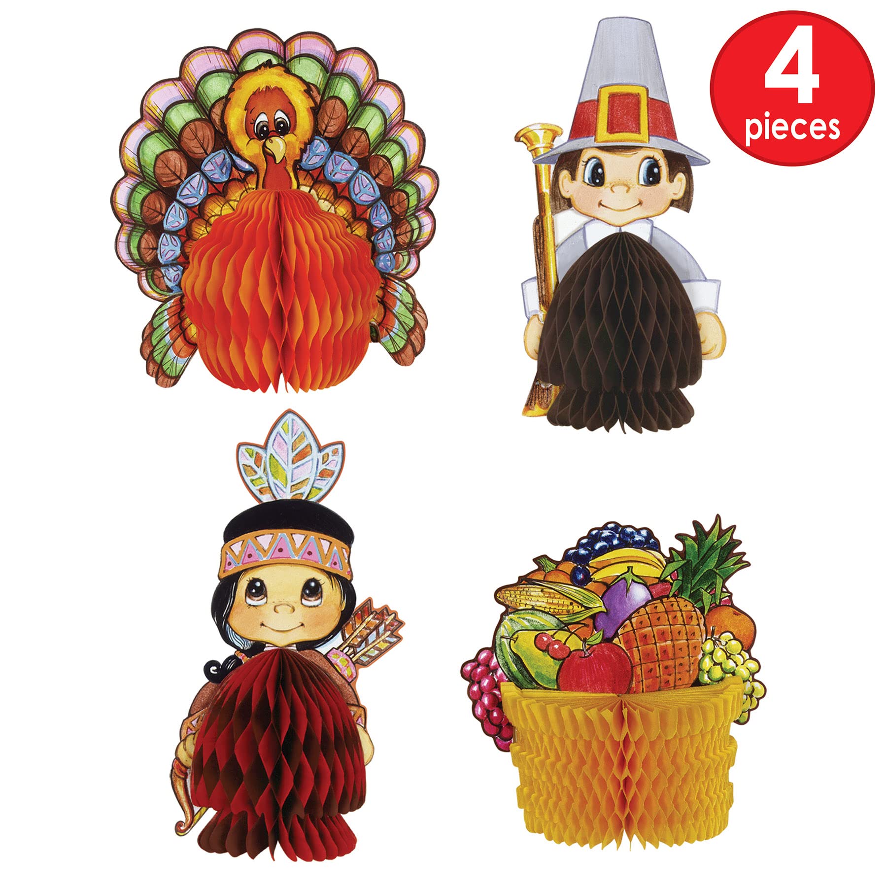 Foto 5 pulgar | Decoraciones De Acción De Gracias Beistle Mini Pilgrim & Turkey X4 - Venta Internacional.