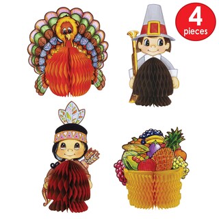 Foto 4 | Decoraciones De Acción De Gracias Beistle Mini Pilgrim & Turkey X4 - Venta Internacional.