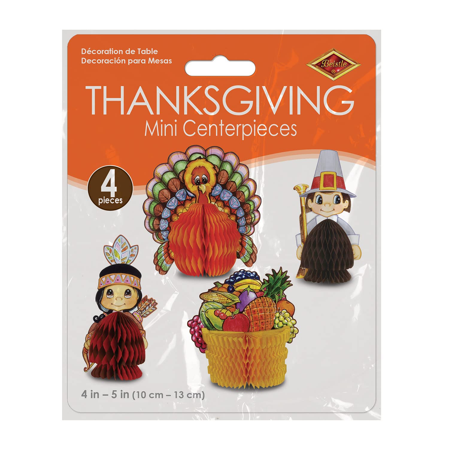 Foto 7 pulgar | Decoraciones De Acción De Gracias Beistle Mini Pilgrim & Turkey X4 - Venta Internacional.
