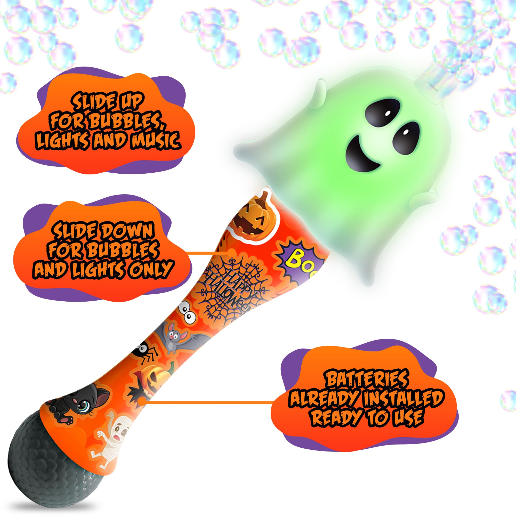Foto 6 pulgar | Bubble Wand Artcreativity Halloween, 14 Cm, Con Led Y Música, Paquete De 2 - Venta Internacional.